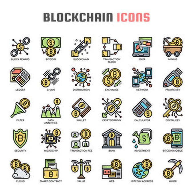 Blockchain , Thin Line and Pixel Perfect Icons - blockchain icons