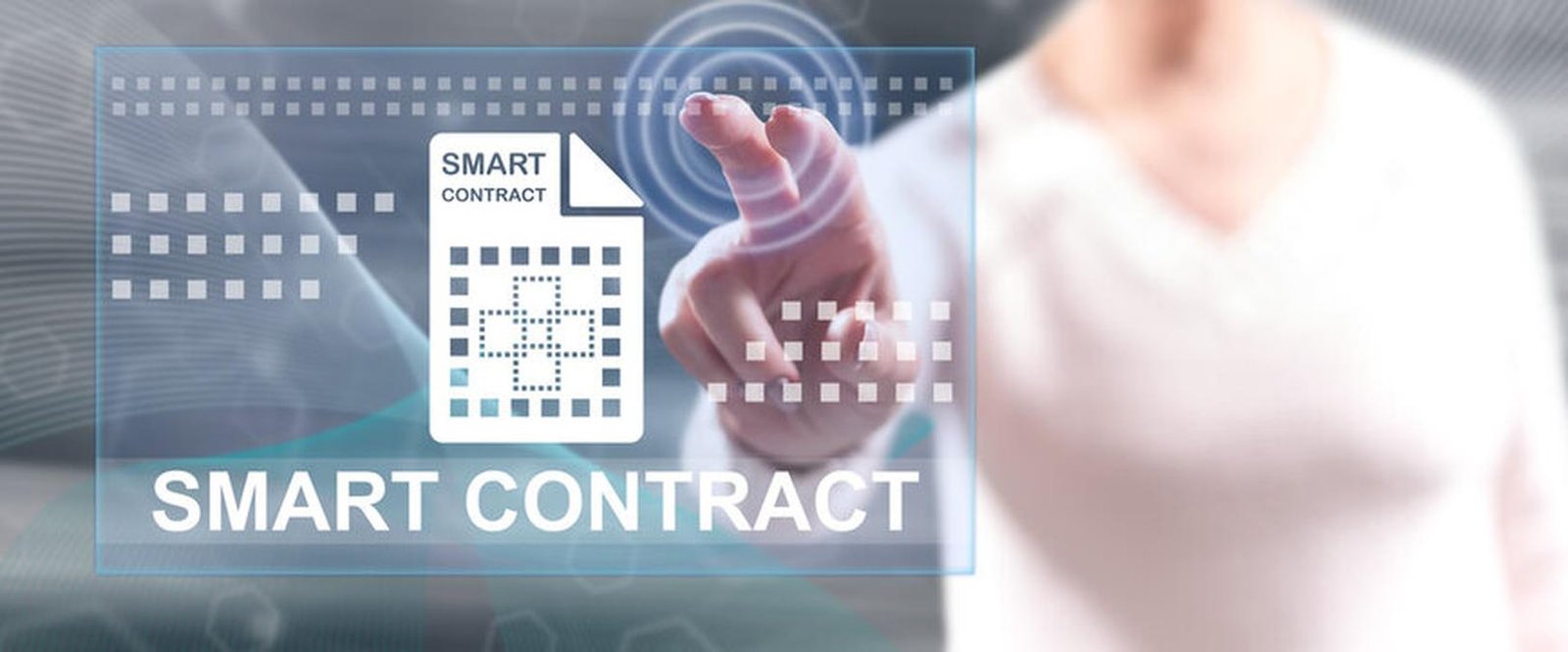 Woman touching a smart contract concept - smart smart smart smart smart smart smart smart smart smar